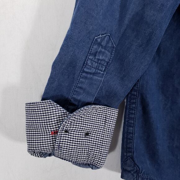 Louis Phillipe Tailored Fit Shirt Mens Medium Blue Long Sleeve Preppy Button Up - Picture 9 of 16